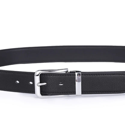 Men's brown leather belt with alloy buckle showing water drop embossed pattern