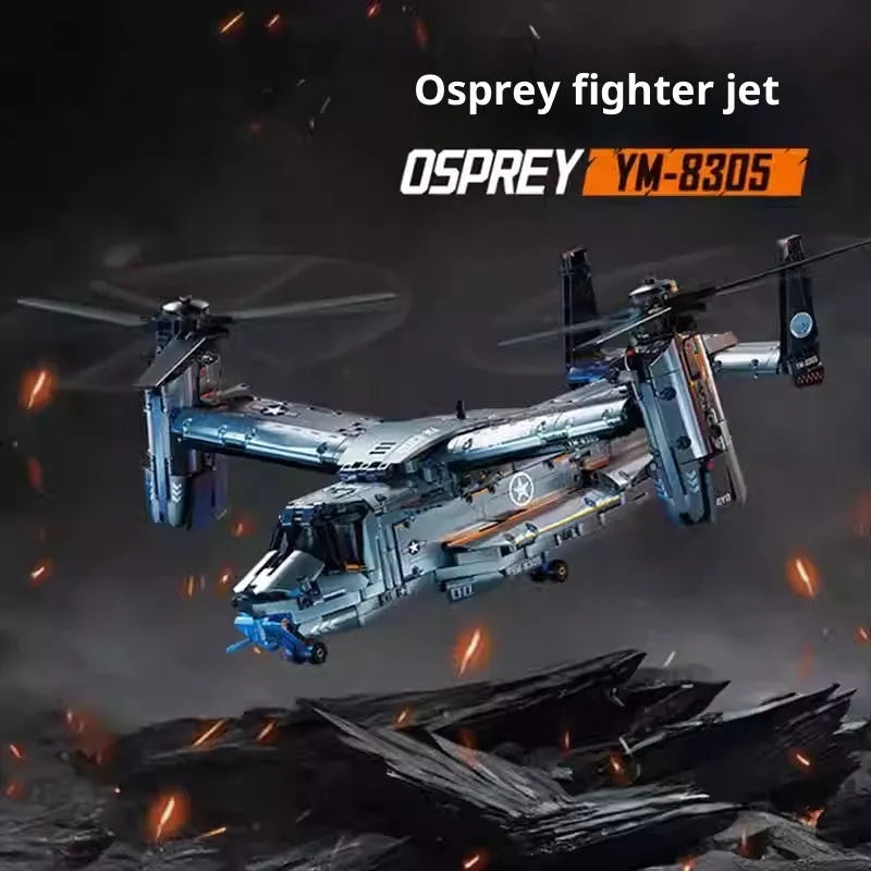 Osprey large transport helicopter plastic building block toy in colour box for ages 7 to 14