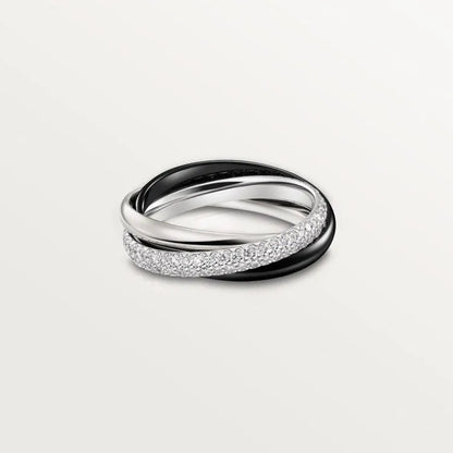 Silver couple rings with diamond settings in U-shaped or geometric designs, available in multiple colours and sizes 5-11
