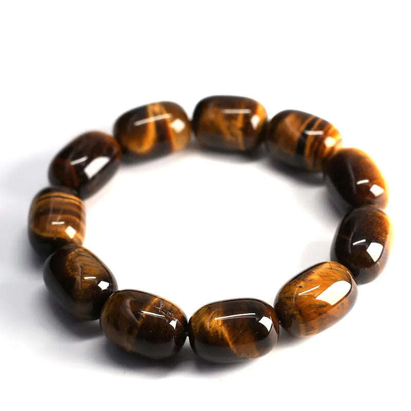Natural Yellow Tiger Eye stone bracelet with ethnic style design and constellation patterning