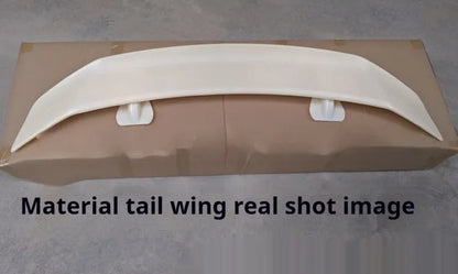 Car punch-free spoiler in ABS plastic showing adhesive mounting surface and finish options