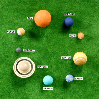 Wooden solar system model for education and decoration, includes all planets