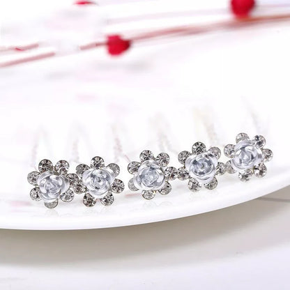 Alloy rhinestone tuck comb with rose diamond design for elegant hairstyling