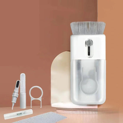 White Bluetooth headset cleaning kit pen with six tools, 105mm length, 29.5mm diameter, and two microfibre cloths