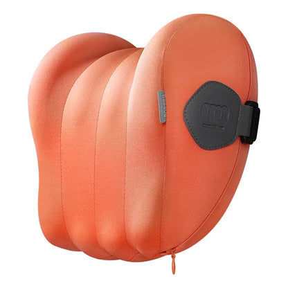 Grey and orange car headrest and lumbar pillow set with memory cotton filler for suspension bin vehicles