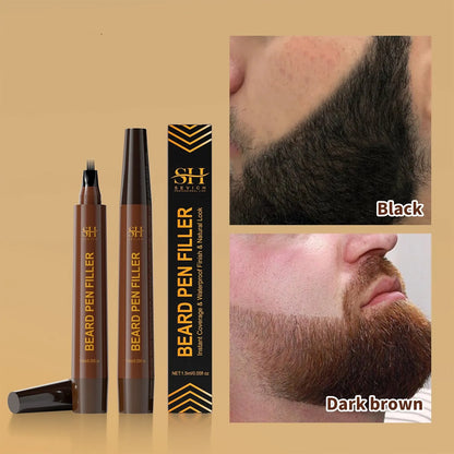 Men's sweatproof waterproof beard eyebrow filler pencil in black or dark brown