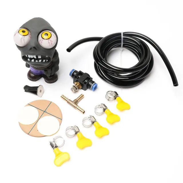 Car turbo blow-off valve ornament kit with doll, pressure regulating valve, and pure copper tube for turbo cars