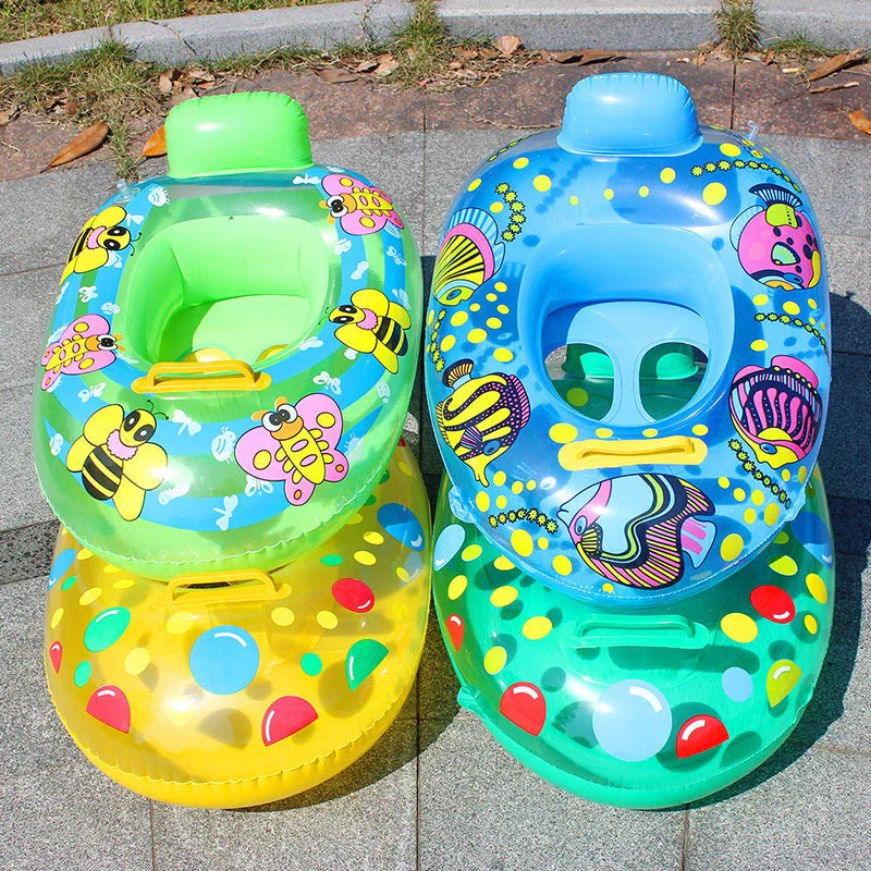 Cartoon-designed inflatable baby swimming ring for safe water play