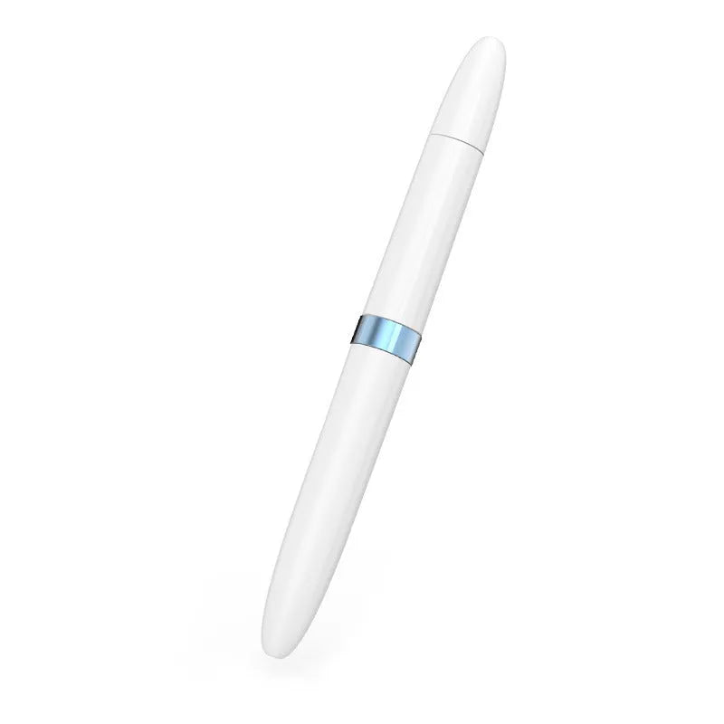 Blue electronics cleaning pen with metal nib, brush, and sponge for cleaning earbuds and phones