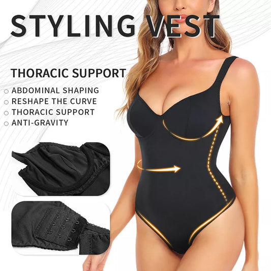 Black jumpsuit shapewear with free bra for sports, sizes S to 4XL