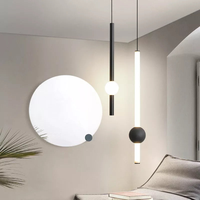 Nordic Minimalist LED Hanging Line Lamp with adjustable light colors for modern bedrooms