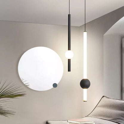 Nordic Minimalist LED Hanging Line Lamp with adjustable light colors for modern bedrooms