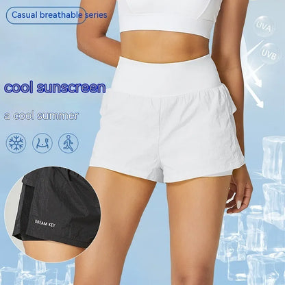 Women's cotton blend quick-drying sports shorts in loose casual fit for summer fitness activities