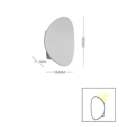 Round white wall lamp with aluminium body and plexiglass shade for bedroom or balcony lighting