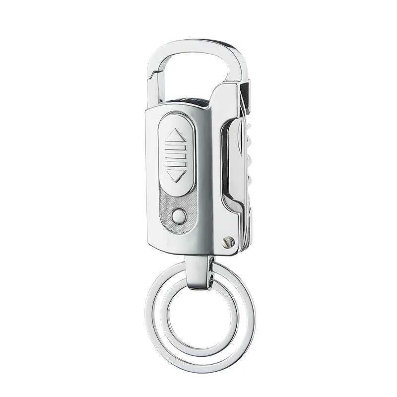 Multi-functional keychain charging lighter in zinc alloy, 10cm, ice surface finish, five colour options