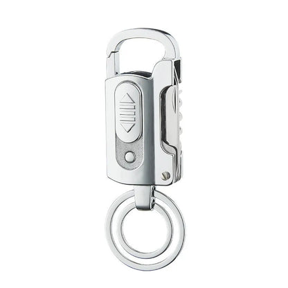 Multi-functional keychain charging lighter in zinc alloy, 10cm, ice surface finish, five colour options