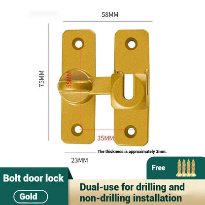 Aluminium alloy punch-free door latch with screws in silver finish showing universal angle adjustment mechanism