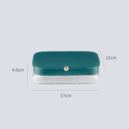 Green multi-layer jewelry storage box with organised compartments for earrings and rings
