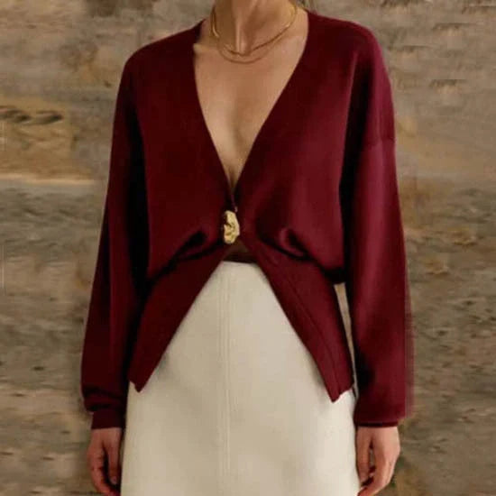 Stylish V-neck knit cardigan for women in various colors
