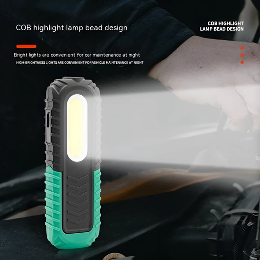 PET-coated black and green auto repair work light with USB charging cable for vehicle inspection