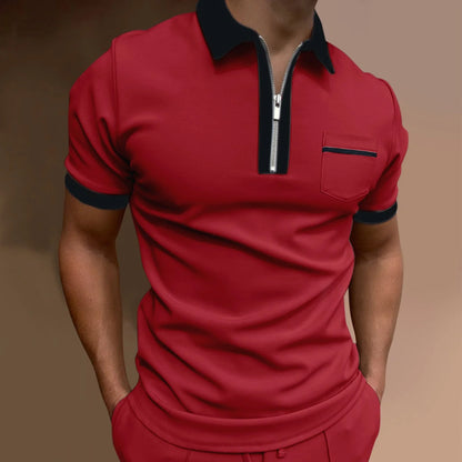Men's slim fit lapel pocket T-shirt in various colors