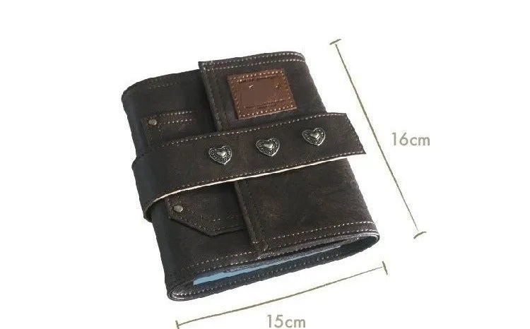Brown A7 retro leather buckle notebook with loose-leaf binding on PU cover