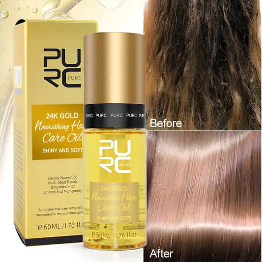 Yellow 50ml bottle of curly hair repair essential oil for split ends and frizzy hair.