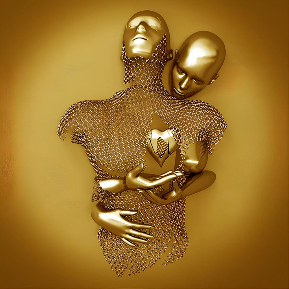 Square frameless canvas painting with geometric abstraction pattern in modern interior setting