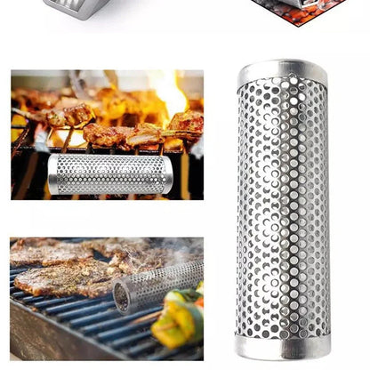 Premium stainless steel smoker tray holder in various shapes and sizes for backyard grilling and smoking