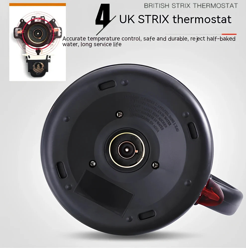 Full-automatic stainless steel kettle with touch control in gold colour showing 1L capacity markings