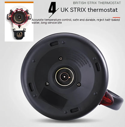 Full-automatic stainless steel kettle with touch control in gold colour showing 1L capacity markings