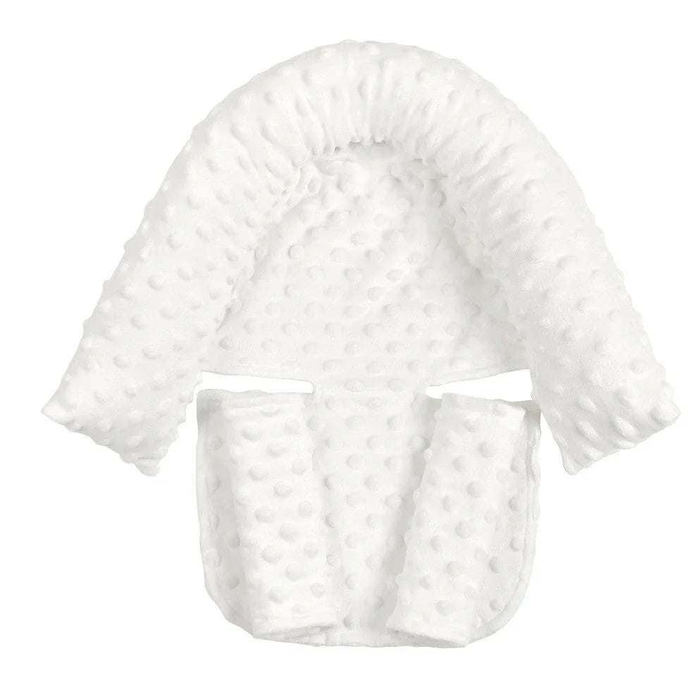 Babies' shaping headrest pillow in white with two grey belts, 170g polyester and PP Cotton for newborn head support