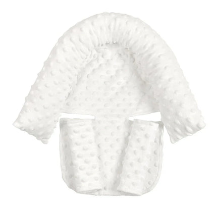 Babies' shaping headrest pillow in white with two grey belts, 170g polyester and PP Cotton for newborn head support