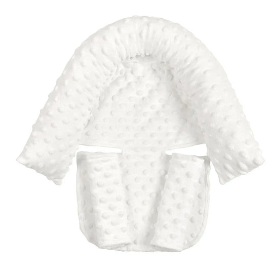 Babies' shaping headrest pillow in white with two grey belts, 170g polyester and PP Cotton for newborn head support