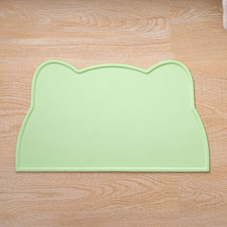 Ceramic cat bowl with iron anti-tip frame in blue colour with silicone pad