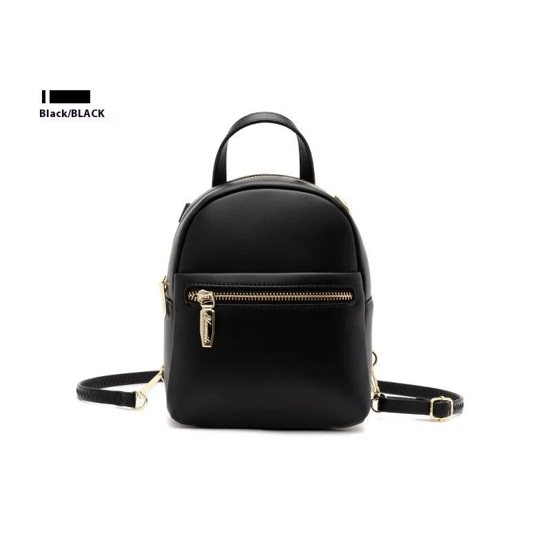 Soft PU mini backpack in multiple colours showing three-dimensional outer pockets and street style design.