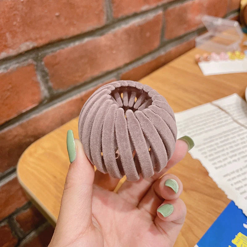 Velvet Bird's Nest Hair Ring Hairpin in various colors for stylish high ponytails