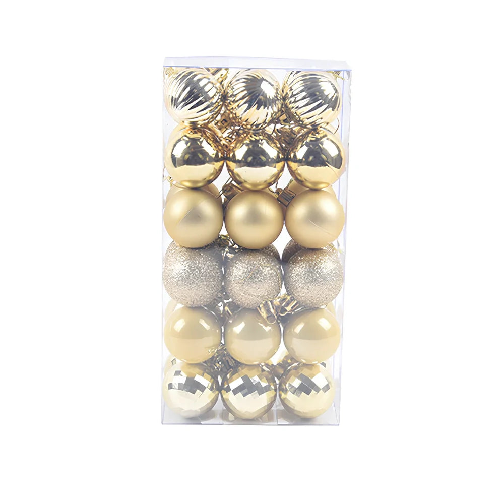 36 Christmas decoration balls in 16 colours with 4cm diameter spherical design