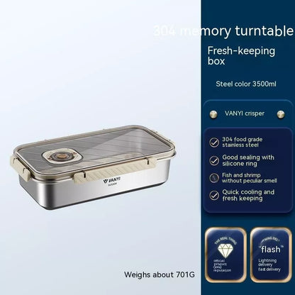Stainless steel food storage box with date tracker for refrigerator organization