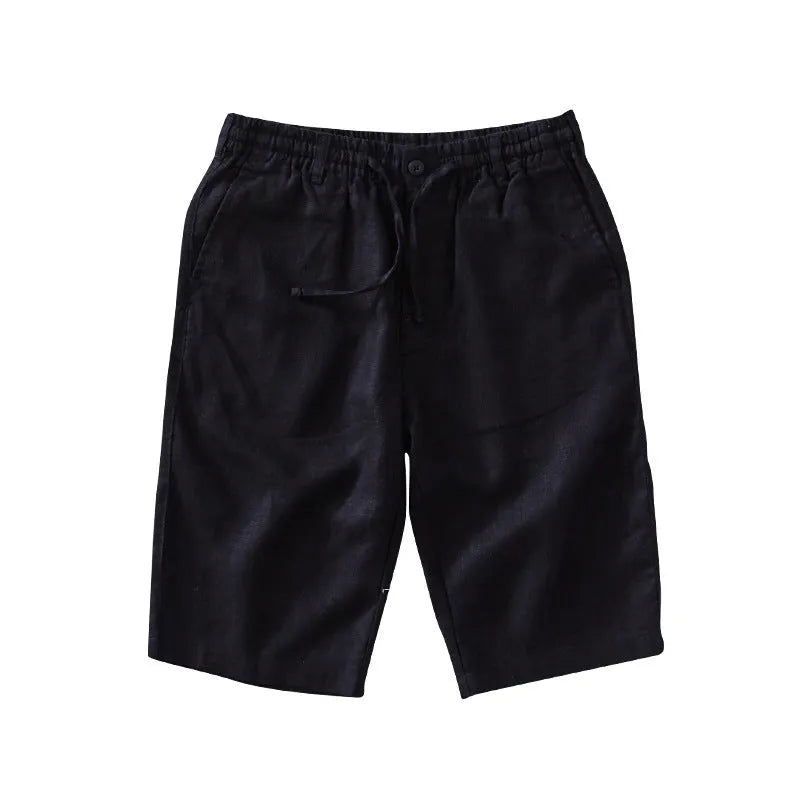 Man's loose-fit linen capri trousers in light colour for casual summer wear