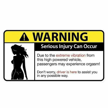 Funny comic car warning sticker measuring 13cm, showing one of eight colourful PVC designs.