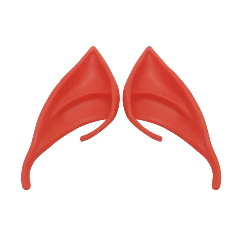 A pair of soft, flexible elf ears in various colors and sizes, perfect for Halloween costume accessories.