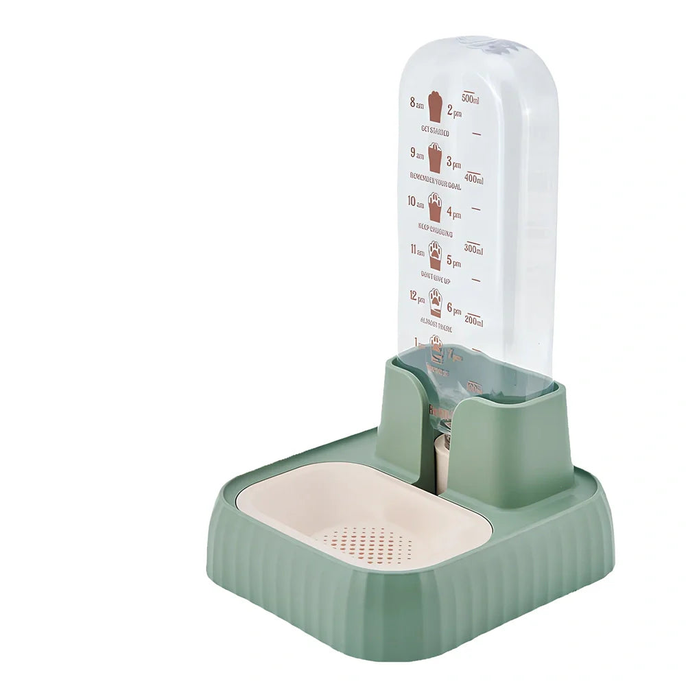 Green pet water fountain with circulating water flow and filtration system for cats and dogs