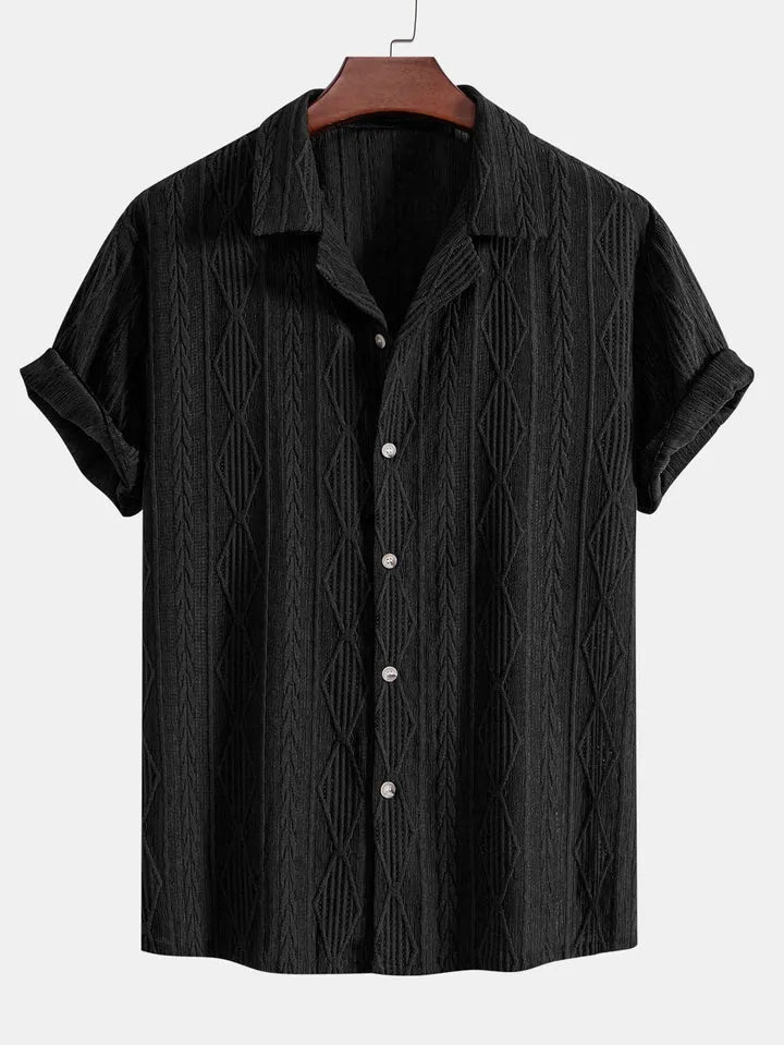 Men's loose multi-colour beachwear cardigan with short sleeves in black, green, or white solid colours