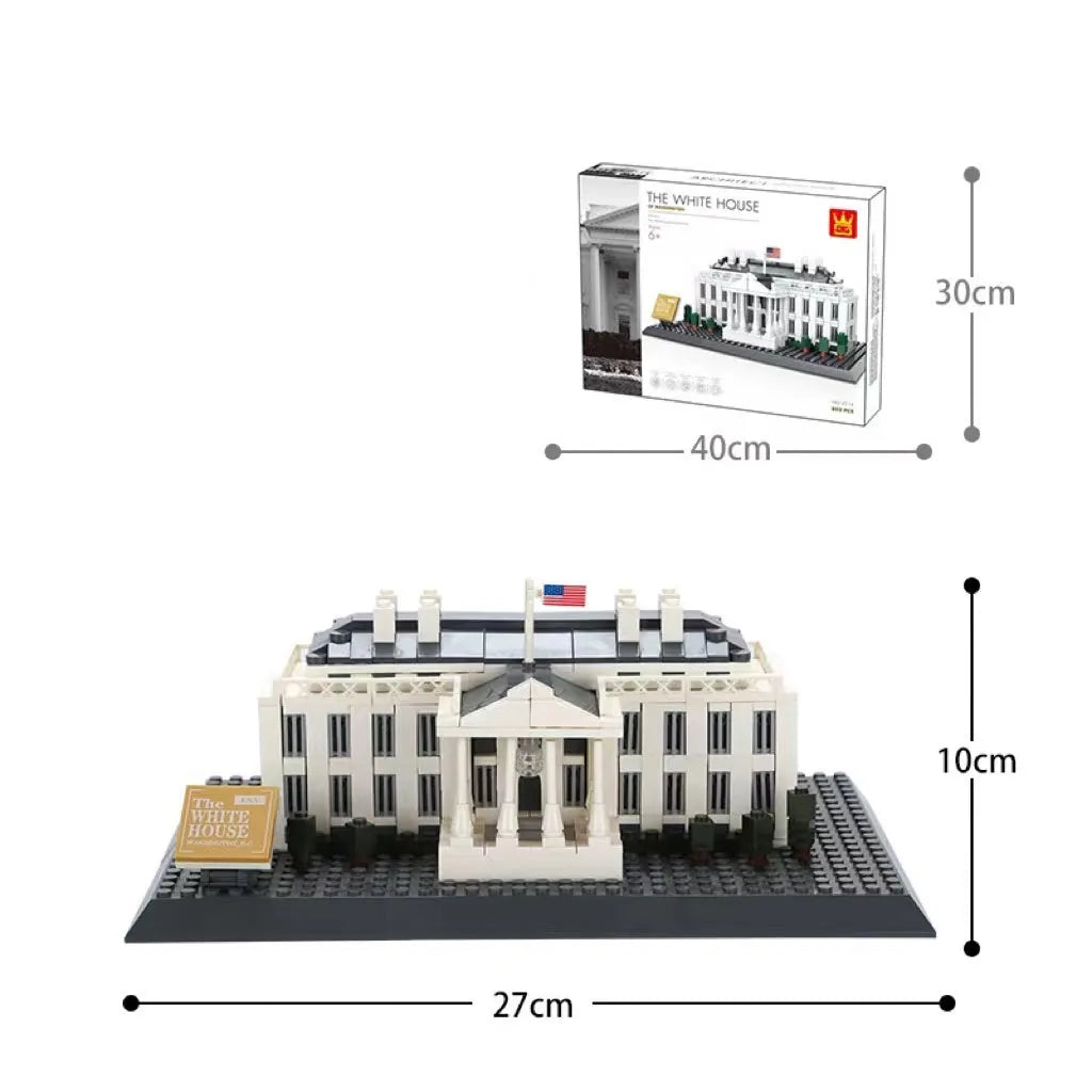 Wange building block set with 800+ ABS plastic pieces for constructing architectural landmark models