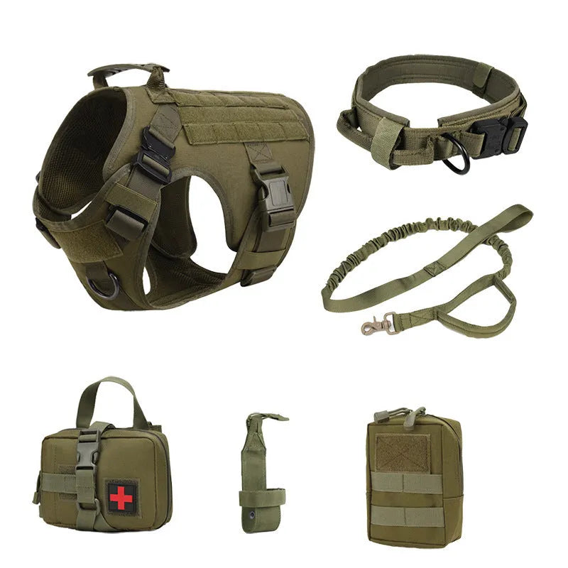 Dog training vest battle suit set in polyester with chain and rope accessories