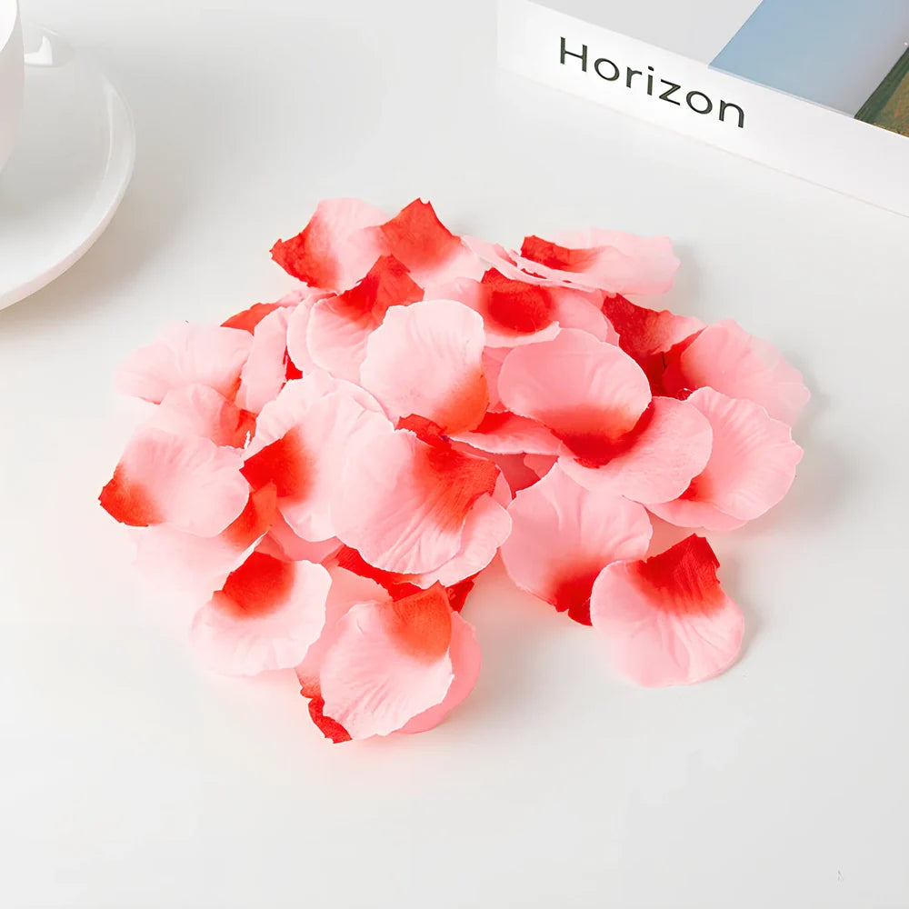 Pack of 100 high-quality silk simulated rose petals, 5cm size, in colours like rose red for wedding room scenes