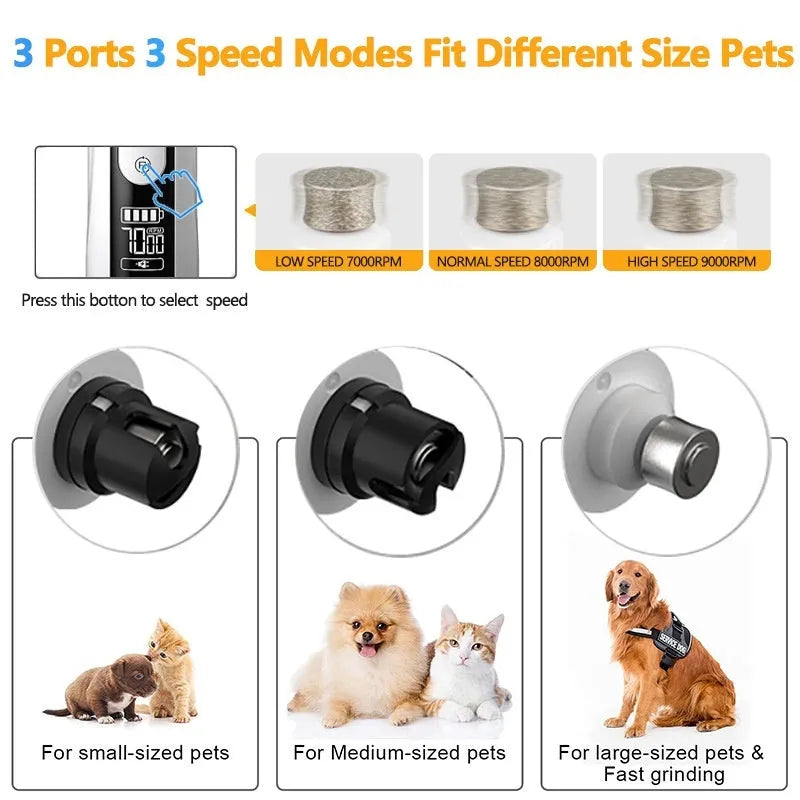 Pet automatic nail piercing device with LED display and dust collection for dog grooming
