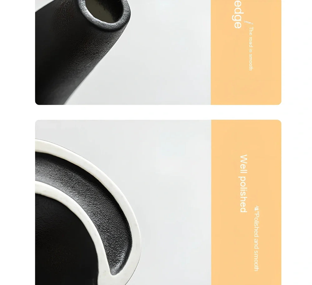 Nordic double shaped ceramic vase set in cream colour on wooden shelf, 20-25cm height for home decoration