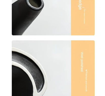 Nordic double shaped ceramic vase set in cream colour on wooden shelf, 20-25cm height for home decoration